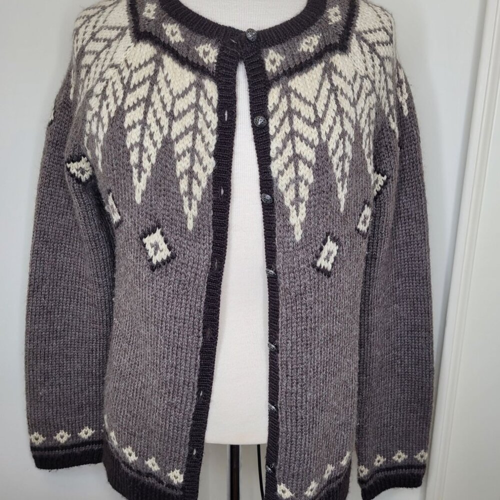 J. Jill Gray and Cream Cardigan Sweater